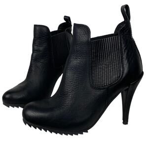 Pedro Garcia Yoad Justine Heeled Chelsea Boots Booties in Black Leather, Size 8